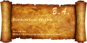 Bontovics Anikó névjegykártya